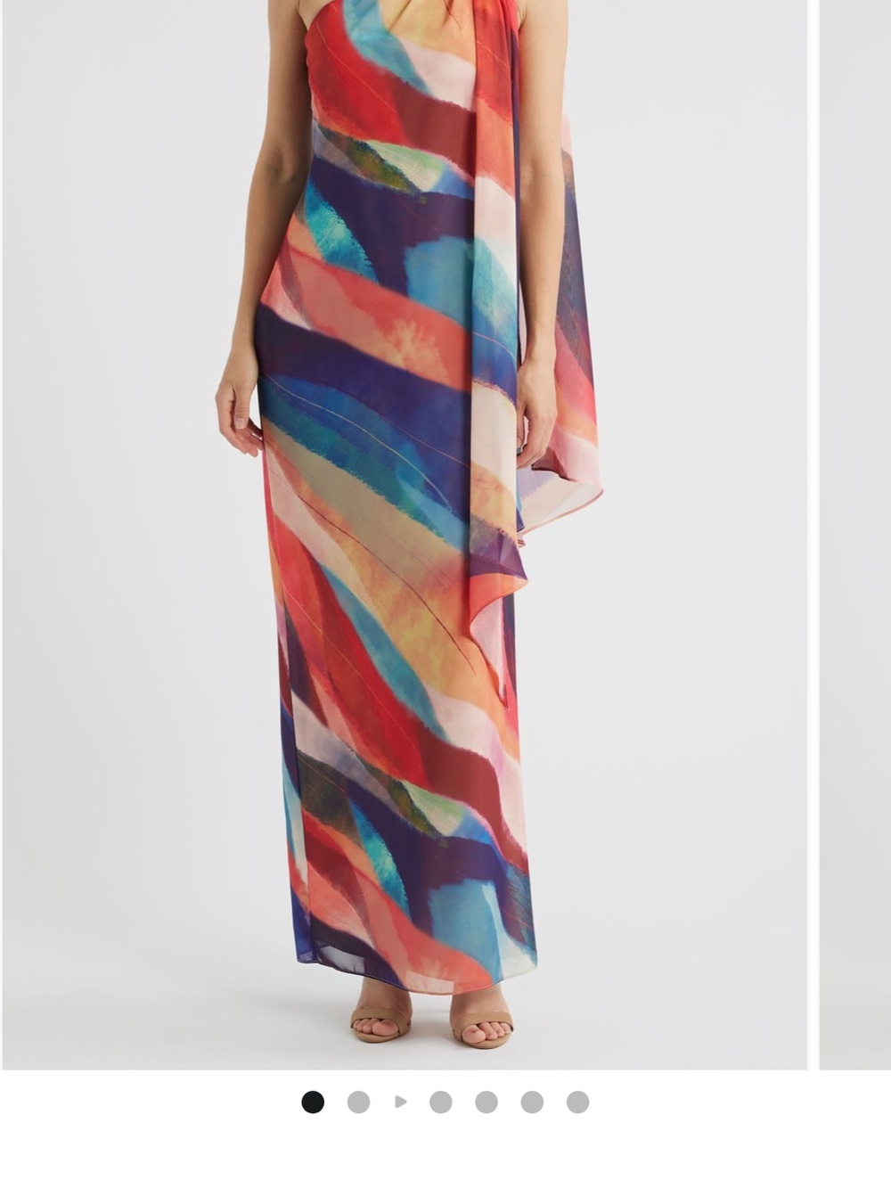 Vince Camuto One-Shoulder Maxi Dress in Multicolor Abstract Print